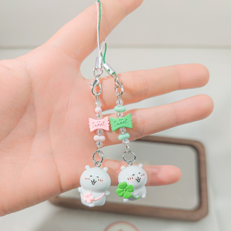 Phone Accessories Aesthetic - Милый бисерный ремешок для телефона: розово-зеленые
